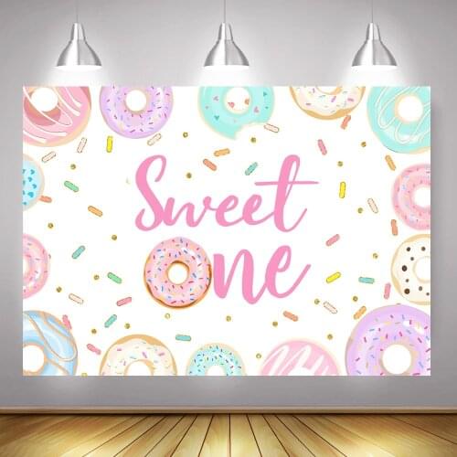 Sweet Donuts One Birthday Photo Background Photocall Children 1st Birthday Cake Table Backdrop Dessert Decor Kids Photography