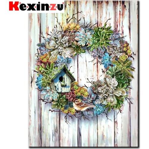 Kexinzu Full 5D DIY Square/Round Diamond Painting" Flower House Scenery" 3D Embroidery Cross Stitch Mosaic diamondpainting Gift