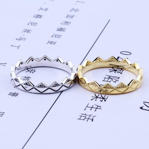New 2019 Original Silver Color Ring Exotic Crown Rings Clear CZ Stackable For Women Vintage Wedding Jewelry Making