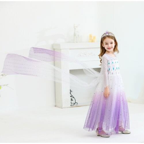 2021 New Elsa Dress Girls Summer Dress Princess Cosplay Costume Dresses For Kids Christmas Birthday Fancy Party Vestidos Menina