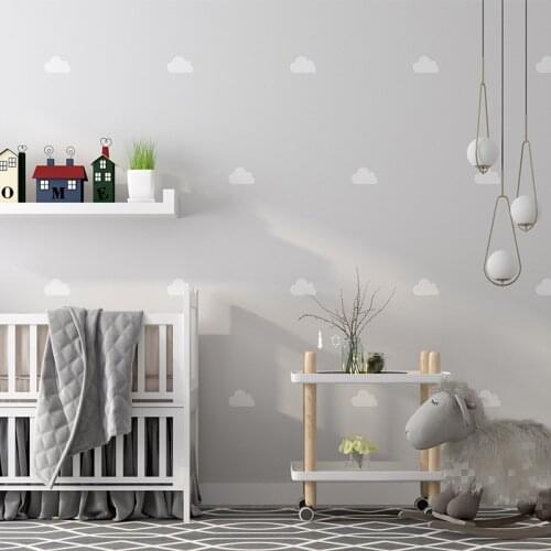 Nordic style wallpaper ins blue sky white cloud childrens room boy girl room bedroom Princess background wall wallpaper