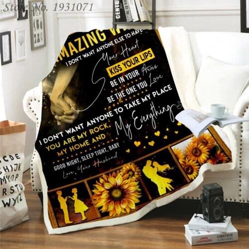 Sunflower Express Love Blanket 3D Print Sherpa Blanket on Bed Home Textiles Dreamlike Gift Blanket 03
