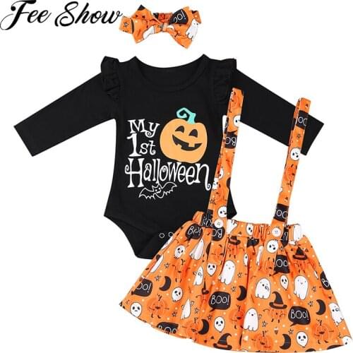 Newborn Baby Girl Clothes My First Halloween Costumes Clothing Infant Toddler Baby Girls Outfits New born Pumpkin Romper Sets
