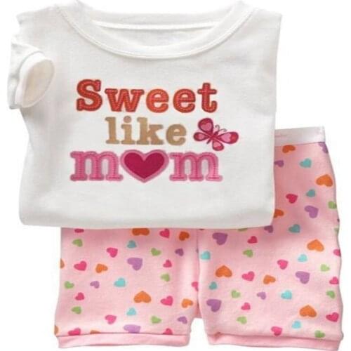 New Fashion Rainbow Stripe Girls Pajamas Sets 100% Cotton Childrens Summer Pyjamas Costumes Kids Sleepwear Infant Sport Suits