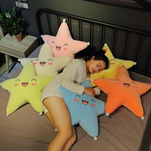 Smiling Star Plush Cushion Decorative Stuffed Pillow Soft Cute Body Pillows for Office Chair Kids Kawaii Toys Room Home Decor