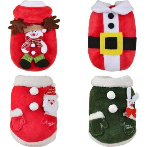 Christmas Dog Clothes For Small Dogs Coat Santa Claus Cat Costume Warm Winter Pet Jacket Cosplay Party Clothing French Bulldog
