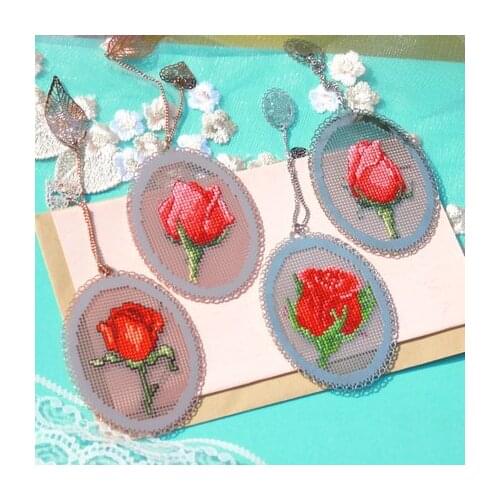 S Rose Craft Stitch Cross Stitch Bookmark Metal Silver Golden Needlework Embroidery Crafts Counted Cross-Stitching Kit