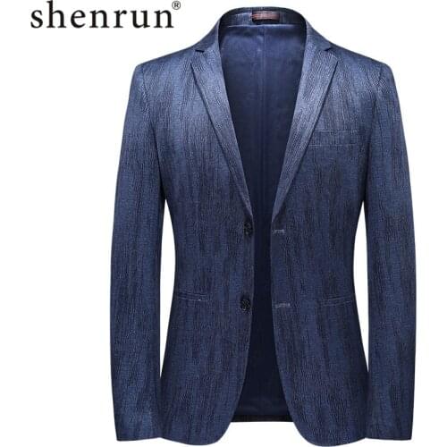 Shenrun Men Blazer New Spring Autumn Business Formal Casual Suit Jacket Slim Fit Fashion Elastic Thin Blue Party Prom Banquet