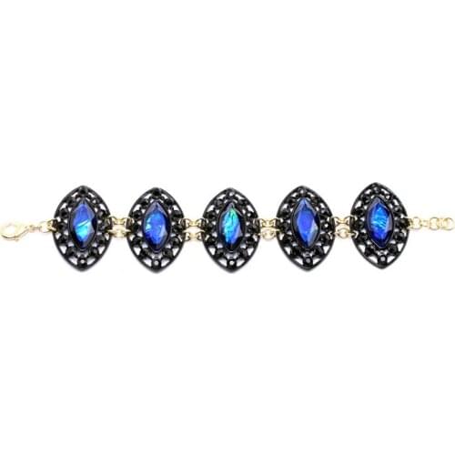 Bulk Price Blue Resin Eyes Shape Pendants Bracelet Female Gold Color Charm Bracelet & Bangles Fashion Jewelry Wholesale
