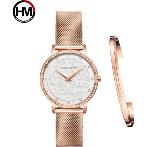 Sculpture Emboss Wristwatches With Bracelet Japan Quartz Movement Watches Female Waterproof Fashion Women Watches For Gift