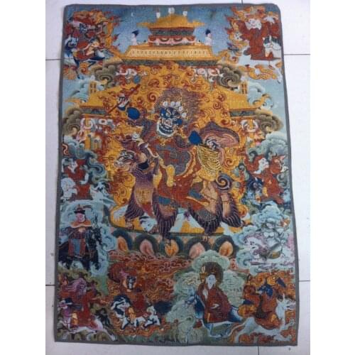 Luz dorada, Tíbet y Nepal kuan Yin thangka exorcism paz y riqueza/1888