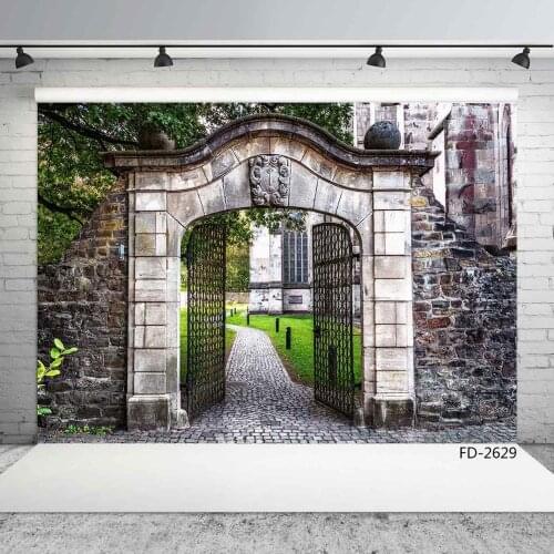 Spring Castle Vintage Stone Brick Door Photography Background Baby Young Portrait Photographic Backdrops For Photo Studio Props