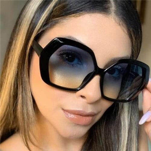 High Fashion Big Hexagonal Sunglasses Beige Frame Oversized Womens Black Shades korean Gradient Sun Glasses Mens lunettes