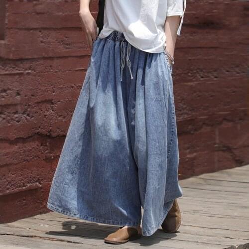 2019 Cotton Jeans Chalaza Wide Leg Pants Woman Easy Literature Show Lanky Pants 20190807