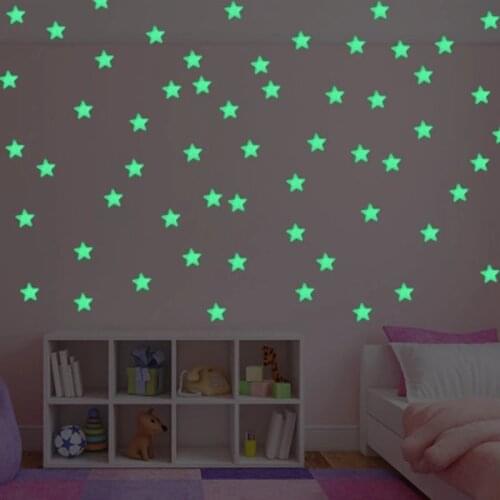 100pcs Stars Wall Stickers For Kids Room Bedroom Decor Glow In The Dark Earth Wall Decals Noctilucent Stickers Home Decor 50