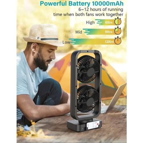 10000Mah USB Rechargeable Towel Fan Operated Oscillating Fan with Remote Of 16Inch Last 6-12hours