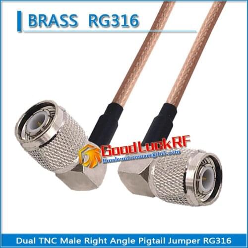 1X Pcs TNC Male 90 Degree Right Angle to TNC Male Right Angle 90 Degree Coaxial Pigtail Jumper RG316 Cable Dual TNC Male