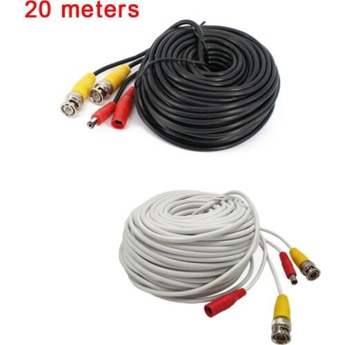 20 Meters DVR Recorder Wired Power Supply BNC Cable black / White for CCTV Security Camera System
