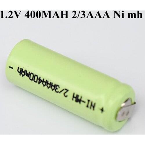 20pcs Welded Tabs Nimh 2/3AAA 400mAh 1.2V 400mAh 10280 Battery Solder Lug for Razor Light Alarm Stick Machine Cordless Telephone