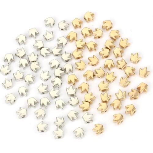 200/400pcs/lot 6x5mm Two Hole CCB Crown Gold Silver Color Loose Spacer Acrylic Beads DIY Jewelry Making Findings Charms Necklace
