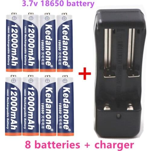 2020 New 18650 3.7V battery Rechargeable Battery 3.7V 18650 12000mAh Li-ion battery For Flashlight Torch Battery+Charger