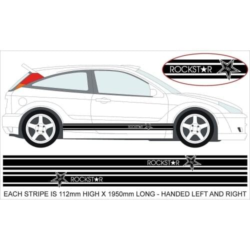 For 1Set/2pcs Universal Rockstar Energy Car Side Stripe Decals-Type A styling