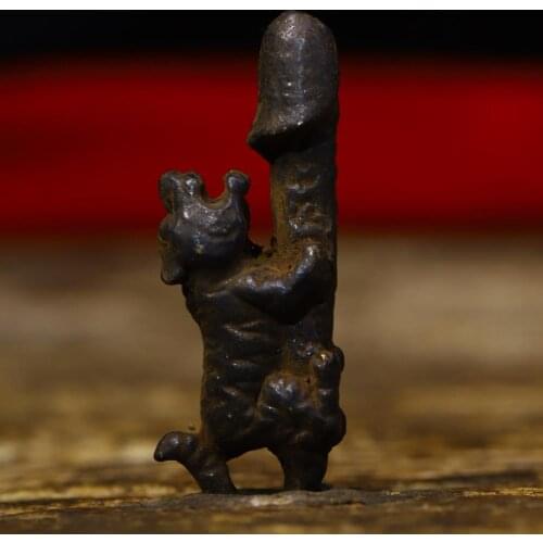 Home Decor 2"Tibet Buddhism Temple Old Bronze Giant sun god Tiger statue Pendant Implication Show off