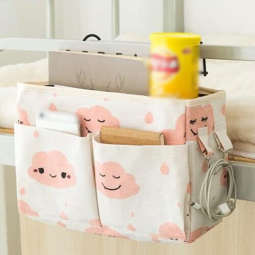 Canvas Bedside Hanging Organizer Bag School Bedside Magazine Storage Pouch Phone Holder Bag Home Organizer With Hook Pocket
