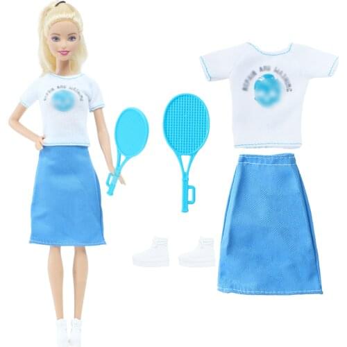High Quality 3 Pcs/Set Doll Outfit T-shirt Skirt Daily Wear Suit Tennis Racket Sport Shoes Clothes for Barbie Doll Accessories