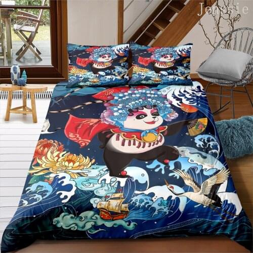 Panda Peking Opera Bedding Set Chinese Style Fashion Modern Duvet Cover Sets Queen King Single Size Bed Linen Dropshipping