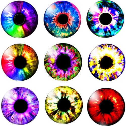 Pairs Round Dragon Cat Eyes Pattern 10pcs 8mm/10mm12mm/1/20mm/25mm Round photo glass cabochon demo flat back Making findings