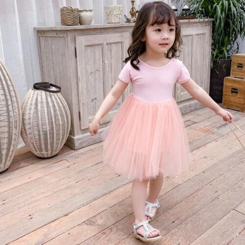 Summer Girl Dress 2019 Kids Party Birthday Dresses For Girls Princess Short Sleeve Solid Color Baby Toddler Girl Dress Vestidos