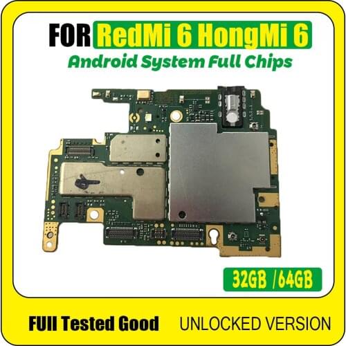 Full Working For RedMi 6 HongMi 6 Motherboard 100% Unlocked Original 32GB 64GB For HongMi 6 RedMi 6 Logic Board Mainboard
