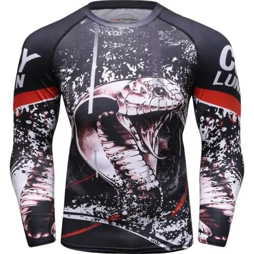 Fashion MMA Running T-Shirt Rashguard Men Long Sleeve T Shirts Bodybuilding MMA Clothing Sport Tops 3D Print T Shirt