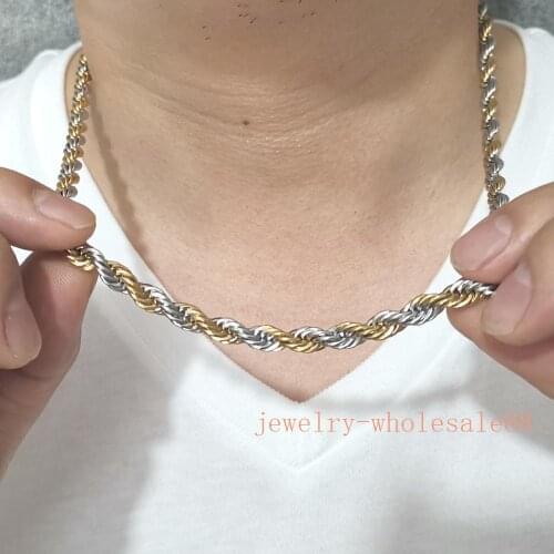 Trendy stainless steel Singapore twist chain rope chain necklace mens jewelry 5mm 24 inch