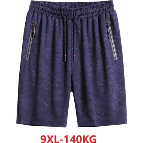 Summer Men sports shorts Ice silk Workout fitness Breathable hole shorts large size 7XL 8XL 9XL oversize shorts soft elasticity