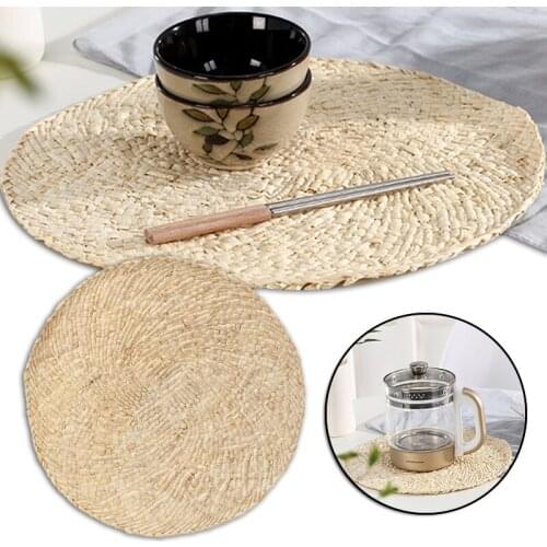 Natural Corn Husk Placemats Hand-Woven Thick Thermals Insulation Pad Round Western Food Cups and Plates Bowl Mats ALI88