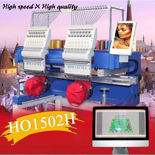 NEW AND ORIGINAL double head Computerized Embroidery Machine small home for logo labels hat flat t-shirt second hand price