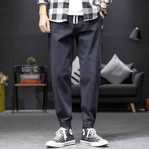 New Mens Jeans Mens Loose Casual Pants Mens Korean Trend Pencil Loose Pants Boyfriend Jeans Black Jeans