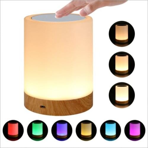 New Style Creative Wood Grain LED Charging Night Lights Lamp Gifts Touch Table Lamp Tap Color Atmosphere Lights Lamp