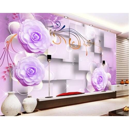 Beibehang Custom Wallpaper Modern Home Decor 3D Wallpaper Purple Flowers mural Wallpaper papier peint wallpaper for walls 3 d