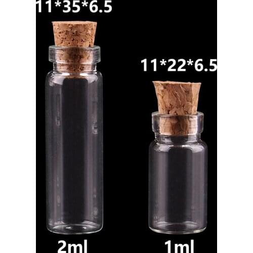 Wholesale 300 pieces 1ml 2ml Mini Glass Bottles with Cork Stopper Empty Spice Bottles Jars Gift Crafts Vials