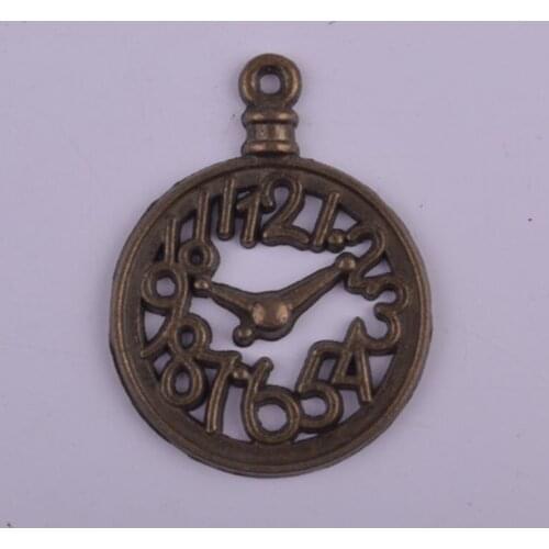 Wholesale Hollow Wall Clock Pendant Retro Bronze Tone Leather Chain Style Necklace Pendant Alloy Jewelry Accessories 50pcs/lot