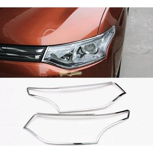 Fit for mitsubishi outlander 2016 2017 ABS chrome front head light eyebrow cover Lamp Cover decoration