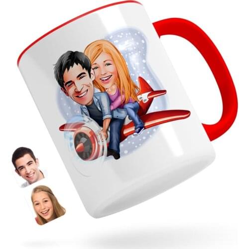Personalized Valentine Caricature Of Red Mug Bardak-11