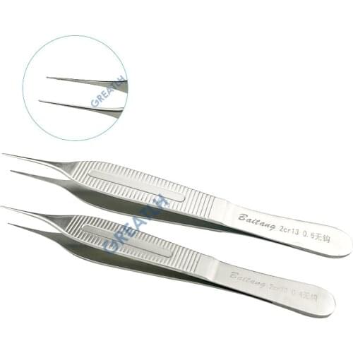 Stainless Steel Tweezers teeth/teethless Forceps 0.4mm 0.6mm veterinary Cosmetic and Plastic Surgery Tools