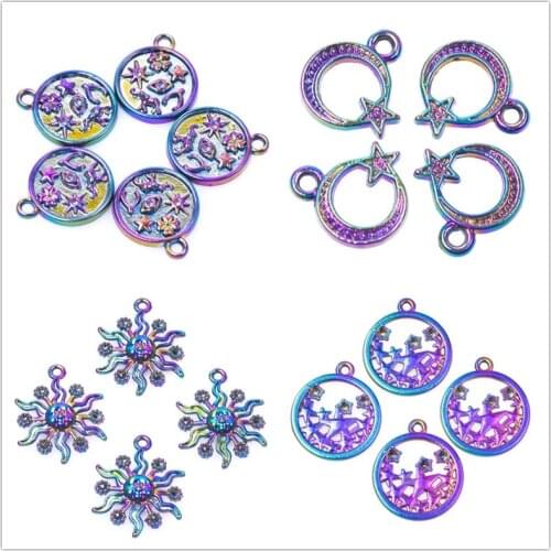 Star Moon Charms For Necklace Earrings DIY Jewelry Making Findings Supplies 10pcs Charm Pendant Handmade Accessories Wholesale