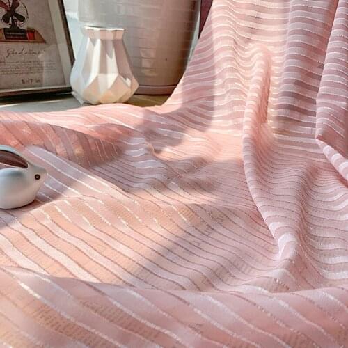 Striped jacquard cut flower chiffon short fringe wool fabric DIY womens fashion shirt