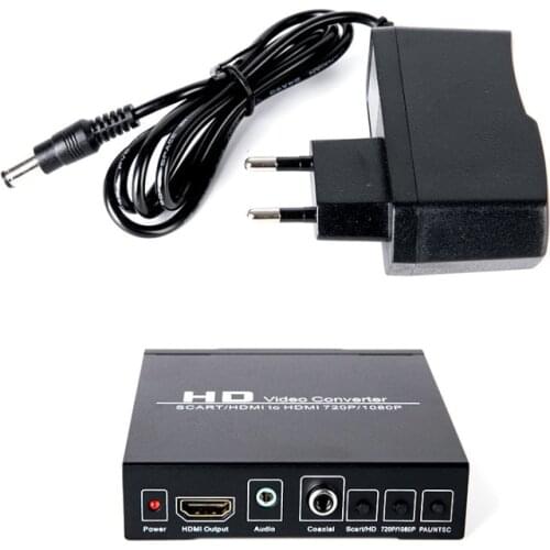 High Definition 1080P SCART HDMI to HDMI Converter Digital Video Konverter EU/US Power Plug Adapter For HDTV HD