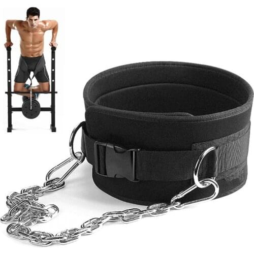 Weight Lifting Dip Belt with Chain Heavy Duty Core Support For Fitness Bodybuilding Pull up Strength Training Load Waist Strap